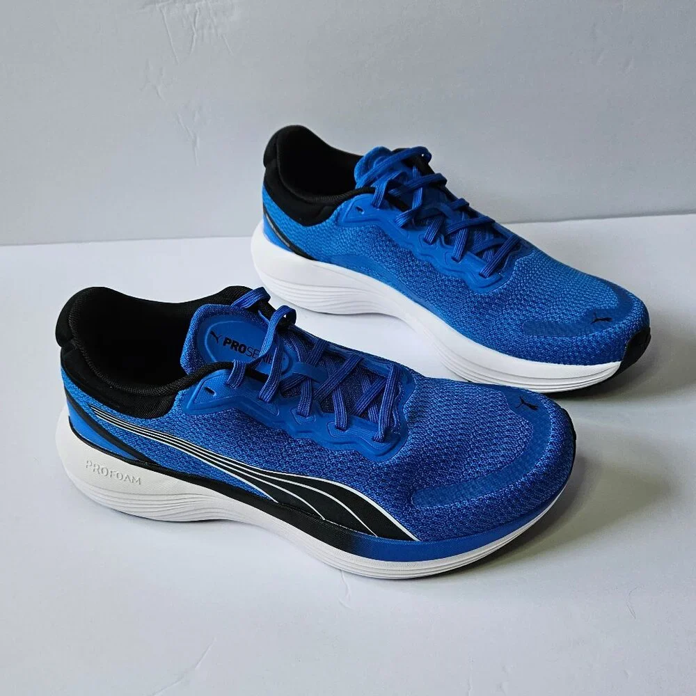 Puma Scend Pro Blue and Black Lace Up Running Sneakers Mens Size 9.5